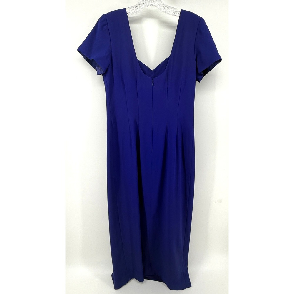 Liz Claiborne Petite Royal Blue Embroidered Sweetheart Midi Sheath Dress 6P